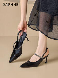 Daphne | Black Pointed Toe Thin Heel Summer Buckle Band Sandals