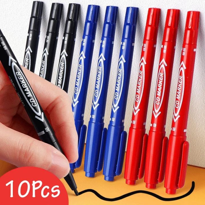 1/10pcs Permanent Double Head Marking Pen Waterproof Ink Fine Spot ...