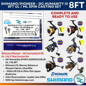GOODCATCH GC HUMANITY 3 8ft UL / ML + SHIMANO SIENNA FX SAHARA / PIONEER FALCON ULUA ELITE COMBO SET
