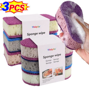 YESPERY 3Pcs Kitchen Cleaning Sponge Double Sided Scrubber Sponge Thicken Dishwashing Scouring Pad Dish Cloth Kitchen Cleaning Tools