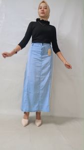 Rok Jeans A-Line Panjang Jumbo Mayung Premium Hitam Pekat Model Resleting Depan Ban Karet Belakang Bisa COD