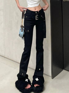 High Waist Flared Workwear Denim Jeans Womens Summer Slimming Black American Style plus Size Pants for plus Size Women