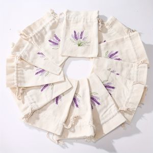 VIKAMA 10 ชิ้นลาเวนเดอร์ของขวัญกระเป๋างานแต่งงาน Christmas Candy ของขวัญกระเป๋า Drawstring Pocket Party Supplies