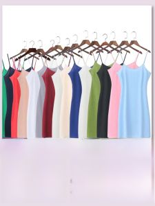 Summer Inner Wear Qipao Anti-Light Slimming Strap Base Skirt Large Size Inner Hanfu Dress Women Back Heart Long Midi Dress