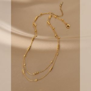 Double Layer Titanium Steel Necklace for Women Fashionable Personality High-End Clavicle Chain Minimalist Style Non-Fading Sweater Chain