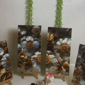 HIASAN DINDING 4 IN 1 SET BUNGA 3D ELEGAN MINIMALIS WALDECOR NUANSA ABSTRAK PAINTING FLOWERS HIASAN