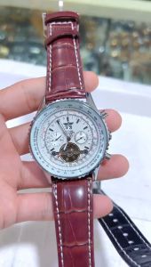 Jam Chrono Aktif Automatic Pria Strap Leather Brown dan Black Jam Tangan Pria Tanpa Baterai