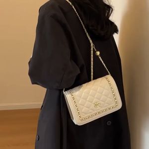 WomenS Shoulder Bag Small Fragrant Style Diamond Grid Chain Bag Small Golden Ball Crossbody WomenS Bag