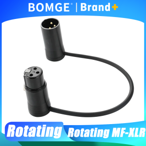 BOMGE | Gold 3 Pin Right Angle 90 Degree Rotatable XLR Connector Plug Short Patch Cable Low Profile Audio Recording Studio Mixer Board