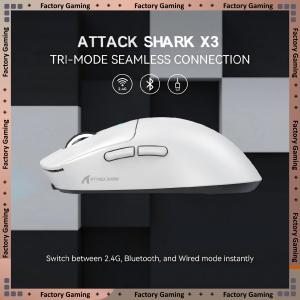 ATTACK SHARK | ATTACK SHARK X3 Tri-Mode Gaming Mouse PixArt PAW3395 Sensor 26000 DPI 49g Ultra-Lightweight Kailh Mamba 80M Switch