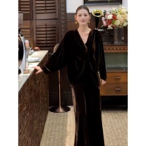 SHANGSHA | Autumn Amber Glow Style Elegant Dress Suit