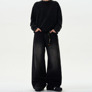 MADWITCH | Quần Jeans Bootcut Rộng Phong Cách Retro Đã Xử Lý