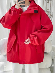 เสื้อแจ็คเก็ตกันลมทรงหลวมสำหรับผู้ชาย ทรงหลวม แขนยาว ปกป้องจากลม ปีงู พิมพ์ลายปีงู พิมพ์ลายปีงู แจ็คเก็ตฤดูใบไม้ผลิและฤดูใบไม้ร่วง