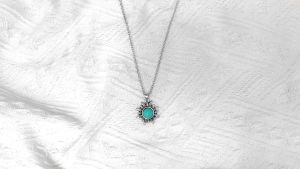 Bandai | Boho Sunburst Turquoise Choker Vintage Silver Sun Shape Necklace Fine Jewelry Gift for Women And Men