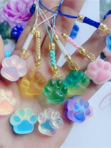 Mini Epoxy Kittens Paw Finished Cute DIY Cellphone Chain Pendant Handmade Creative Cartoon Custom Keychain
