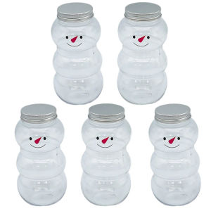 Giáng Sinh Người Tuyết Sữa Trà Sữa Chai 500ML Cốc Nhựa Trong Suốt Cho Xmas Uống Kẹo Bánh Quy Bình Kín 1/2/5/10 Bộ