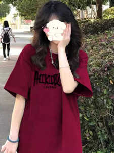 Pure Cotton American Retro Couple Short Sleeve T-Shirt Women Summer Large Size Loose Design Sensation Half Sleeve Top