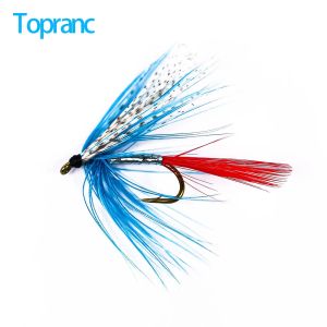 Topranc Feather Fly Fishing Lure Artificial Wet Fly Bait Trout Salmon Freshwater Fishing Hook Tackle