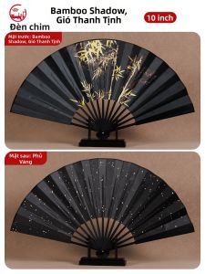 RANDENG | Đạo Cụ Chụp Ảnh Quạt Múa Trung Quốc Màu Đen