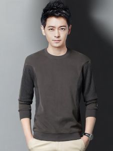 ROMON | Loose Long Sleeve Round Neck Mens Hoodie Romon Spring Autumn New Fashion Casual Base Layer Shirt Urban Style Antibacterial