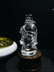 เครื่องประดับเทพเจ้าแห่งความมั่งคั่งคริสตัลสีขาวธรรมชาติงานแกะสลักที่ดีภาพสดใสบ้านสำนักงานต้องมีเสน่ห์สิ่งประดิษฐ์ขนาดฐานของขวัญ: 70x32x25mm