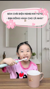 Bàn chải đánh răng điện KEMEI KM-YS713 điều chỉnh nhiều chế độ rung lông bàn chải tơ mỏng Tặng kèm 5 đầu bàn chải - Hàng chính hãng nhập khẩu PECA