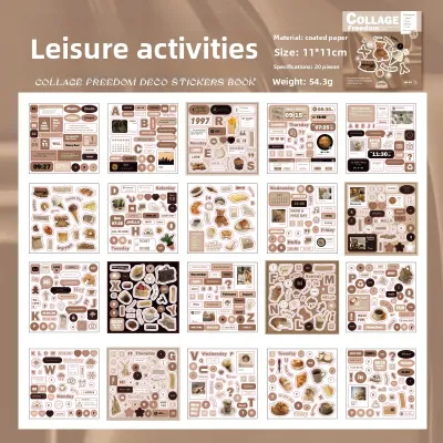 Gimue | Freestyle Scrapbooking Stickers Book Retro and INS Style