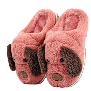 Childrens Cotton Slippers Home Use Warm Plush Dog Cartoon Cozy Winter Booties Girls Boys Home Cotton Shoes Ages 5-18
