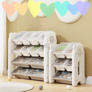 Beige Rak Penyimpanan Mainan Plastik 2in1 - 3/4 Lapisan 2 Warna (Putih/Cokelat) Model A/B 67-109CM & Gratis Ongkir