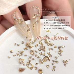 Champagne Color Mini Crystal Diamond Nail Art Decoration Water Drop Horse Eye Fill Seaming Nail Drill Jewelry Kit