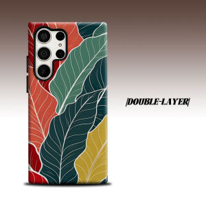 Tropical Line Leaf For Samsung Galaxy S26 S25 S24 A56 A36 Dual Layer Luxury Fashion Full Lens Protective Case