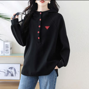 Loose Casual Hoodie Womens plus Size Blue Sweatshirt Comfortable Streetwear Style Long Sleeve Artistic Commute Fashion
