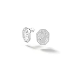 💖Swarovski💖Signum silver octagonal swan signature diamond earrings S925 sterling silver womens fashion earrings hypoallergenic non-allergenic Valentines Day gift birthday gift for girlfriend bestie