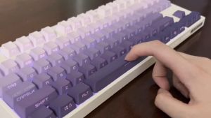 Purple Gradient Keycaps OEM Profile Backlit Transparent Keycap PBT SideTop Print Keycap For MX Switch GK61 87 104 Keyboard