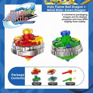 QAT | 3 Star Upgrade Battle Spinning Top Toy for Boys Dual Layer Launcher