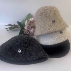 2025 New Autumn Winter Wool Bucket Hat Women Fashion Vintage Fisherman Hats Versatile Cap Spring Felt Hat 6 Colors Foldable Hat