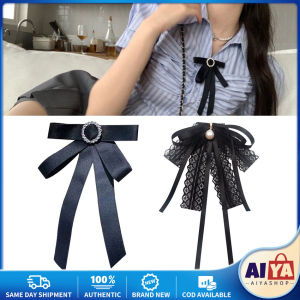 ★Same Day Shipping★ Women Blouse Collar Pin Jk Tie School Uniform Shirt Bow Tie Teen Girls Sweet Rhinestone Long Ribbon Bowtie Brooch Bow Tie