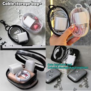 Travel Portable Digital Product Zipper Transparent Storage Bag USB Data Cable Organizer Headset Electronics Storage Box