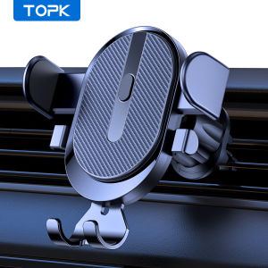 Car Phone Holder Mount TOPK 2023 Upgrade Auto Locking Universal Phone Holder with Hook Clip for Car Air Vent for iPhone Samsung