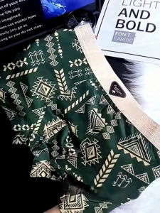 2Pcs Mens Boxer Briefs Ethnic Retro Print Ice Silk Breathable Cool Antibacterial Comfortable Soft Boxer Shorts for Men