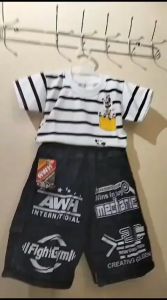 Setelan Anak Laki-Laki Celana Pendek Jeans & Kaos Spandek Usia 1 sampai 4 Tahun