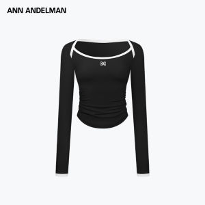 ANN ANDELMAN | Celebrity Inspired Contrast Color Envelope Neck Fitted T-shirt