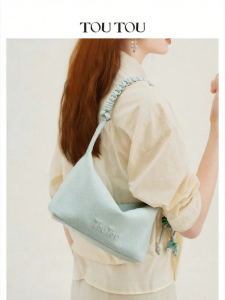 TOUTOU | Litchi Grain Flat Knot Underarm Hobo Bag
