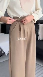 Korean style Strap design suit pants high waist Wide leg Pants Casual Suit Pants long pants women khaki pants