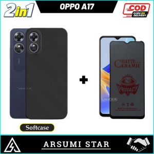 PROMO PAKET MURAH 2 IN 1 SOFT CASE OPPO A17 CASING LIQUIT SILICONE PROTECT CAMERA + ANTI GORES ANTI SPY