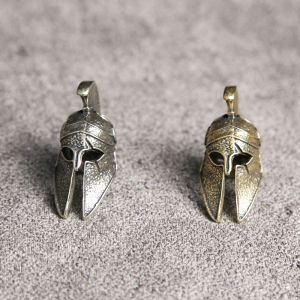 Ancient Greece Spartan Warrior Scar Helmet Brass Knife Beads EDC DIY Paracord Keychain Lanyard Pendant Jewelry Accessories