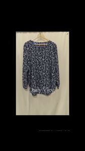 Bintang Fashion Blouse Labuh Bunga Saiz Besar Lengan Panjang | Floral Blouse Printed Muslimah Ironless Plus Size 48-54