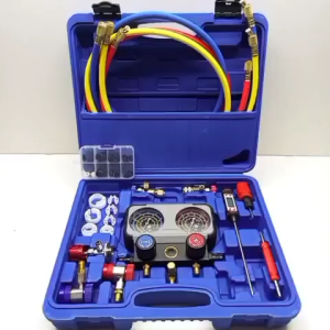 4 Way A/C Manifold Gauge Set with HOSE for Inverter R410A R22 R134A R12 R502 Set AC Manifold Gauge Set for Refrigerant