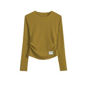 เสื้อยืดคอกลมแขนยาวผ้าฝ้ายแท้สำหรับผู้หญิง เสื้อชั้นในกระชับสัดส่วนฤดูใบไม้ผลิและฤดูใบไม้ร่วง ปกปิดหน้าท้องไซส์ใหญ่ เสื้อผ้าผู้หญิงลดอายุ