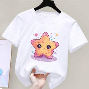 Kaos oblong anak perempuan motif bintang atasan lengan pendek anak cewek cowok usia 2-10th